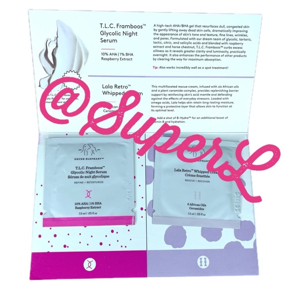 5/$15 Drunk Elephant NEW Framboos Glycolic Night Serum Lala Retro Whipped Cream